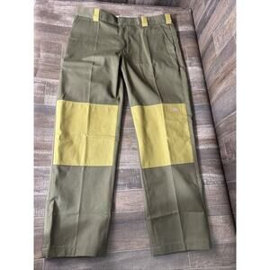 Dickies Men Slim Straight Double Knee Pants Two Tone Green‎ Size 38x32